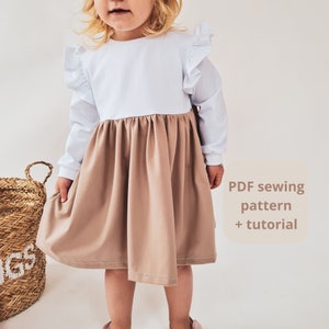 PDF Sewing Pattern - cute dress - Baby dress with ruffles - DIY dress  - sewing for kids - sizes 6 months to 10 years - baby girl gift