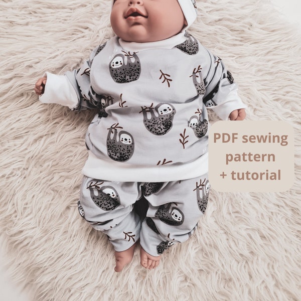 Baby Outfit , PDF sewing pattern , baby set , Sweater , PDF harem pants , Instant Download , EVELINPATTERNS