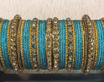 Bangles, gold bangles, blue bridal bangles, indian bangles, pakistani bangles, indian jewelry, pakistani jewelry, indian wedding jewelry