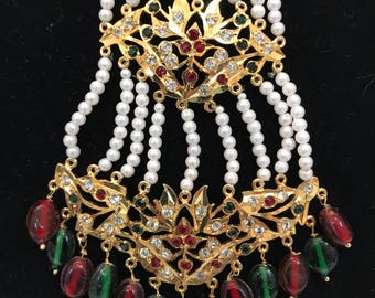 Indian head gear, Hyderabadi Passa, Passa Tikka, Maang Tikka, Jhumar, indian Bridal Jewelry