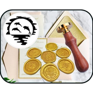 PLAYFUL DOLPHINS DOLPHIN Wax Seal Stamp / Wedding Invitation / Birthday Party Stamp