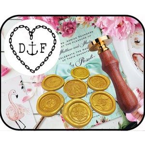 HEART & NAUTICAL ANCHOR Wax Seal Stamp / Custom Initials / Wedding Invitation / Personalized Letter  (product ref : AK083613019)
