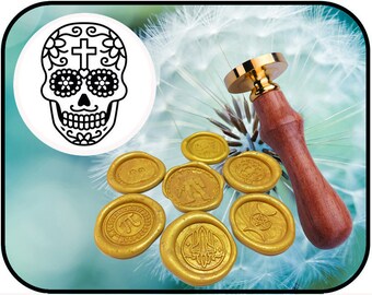 CROSS SKULL lakzegelstempel / Gothic trouwuitnodiging / Halloweenfeest (productreferentie: JL8129072)