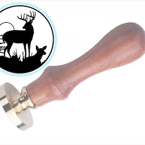DEER COUPLE In FOREST Wax Seal Stamp / Wedding Invitation / Birthday Party Stamp / Envelope Letter Seal (3cm stamp)