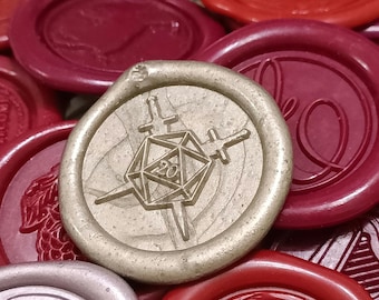 Timbro sigillo in cera D20 Swords: set di sigilli e bastoncini per buste di invito