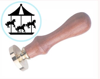 Timbro in ceralacca a forma di cavallo da giostra: invito di nozze, carnevale (timbro da 3 cm)