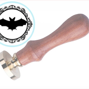 Fledermaus Wachs Siegel Stempel: Ornamentrahmen, Halloween Einladung (3 cm Stempel)