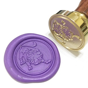 LEO Wax Seal Stamp | Zodiac Sign | Astrology | Horoscope | Constellation | Wedding Invitation Stamp | Letter Envelope Seal | Big Cat Lion