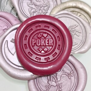 POKER CHIP Wax Seal Stamp / CASINO Wax Stamp / Las Vegas Wedding Stamp / Wedding Invitation / Party Stamp / Stamp & Wax Stick Set