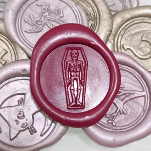 Skeleton In Coffin Wax Seal Stamp / Memento Mori Stamp / Wedding Invitation / Birthday Party Stamp / Envelope Letter Seal / Starter Set