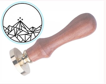 Geometric Mountain & Star Wax Seal Stamp: Wedding Invitation