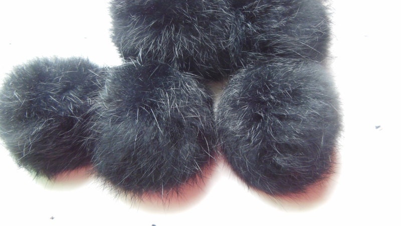 3pcs 6cm Black Real Rabbit Fur Ball Rabbit Fur Pom Poms | Etsy