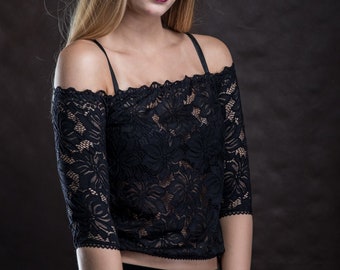 Sexy lace blouse VAMPIRE Victorian Burlesque Glamour black, carnival, prom, festival, New Year's Eve, Halloween