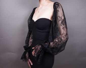 Lace Wedding Sleeves: Elegant Tulle Flounces, Removable Bicep Puffs