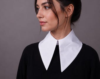 Oversized White Cotton Detachable Collar: Unique Style Accessory, Peter Pan  neck piece