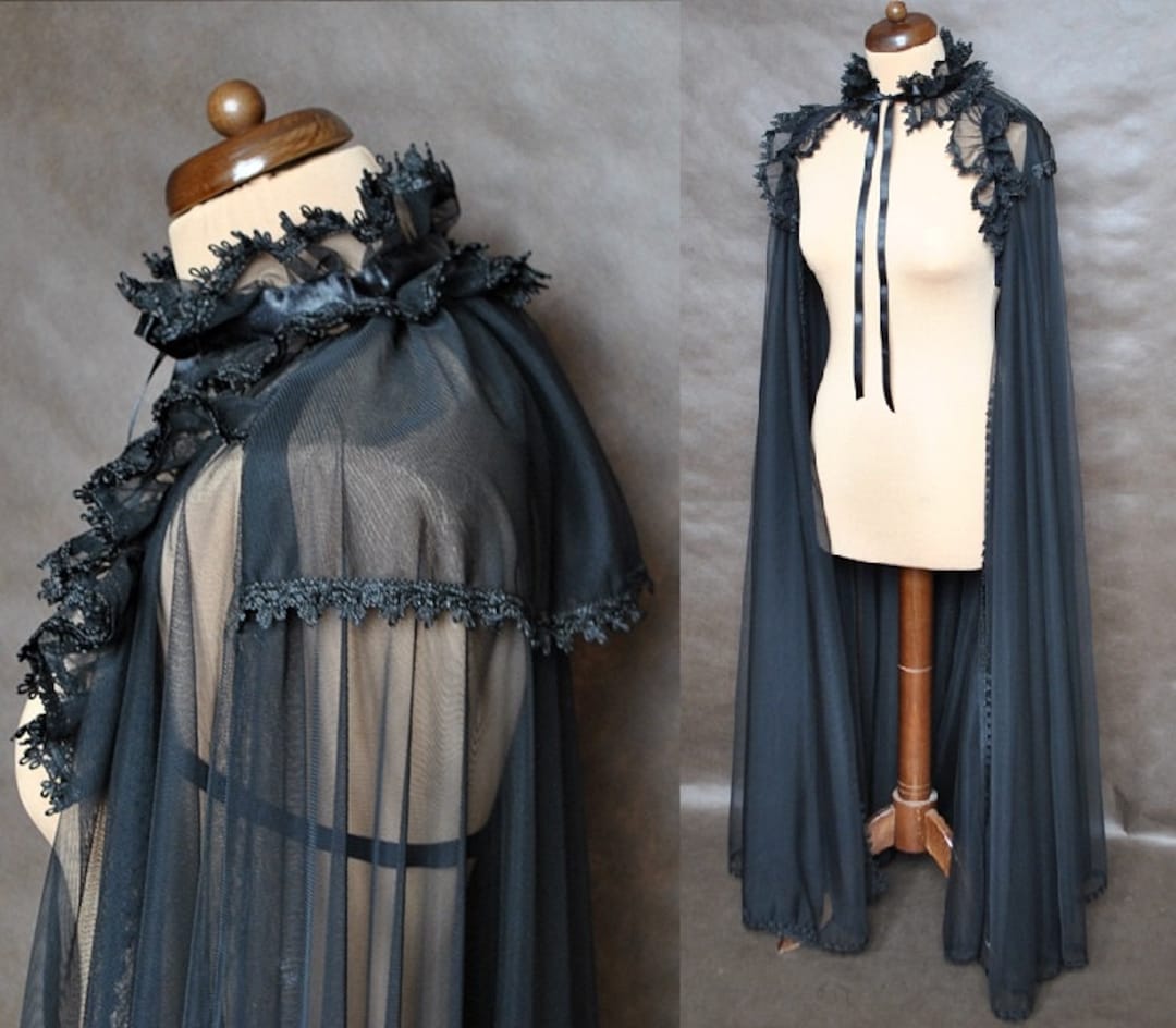 Extra Long Tulle Cape Mist Gothic Victorian Vampire Elegant - Etsy