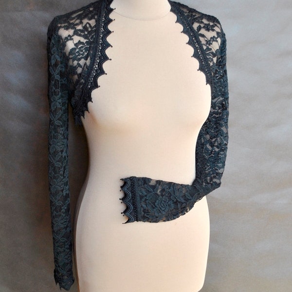 Last ONE Gothic Victorian Vampire Elegant Burlesque LACE BOLERO cape with long sleeves, shrug, prom