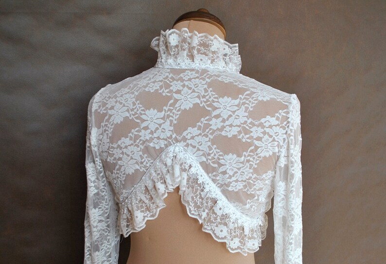 festivals prom shrug with long big sleeves Bridal Victorian Vampire Elegant Burlesque Lolita ivory LACE BOLERO cape wedding