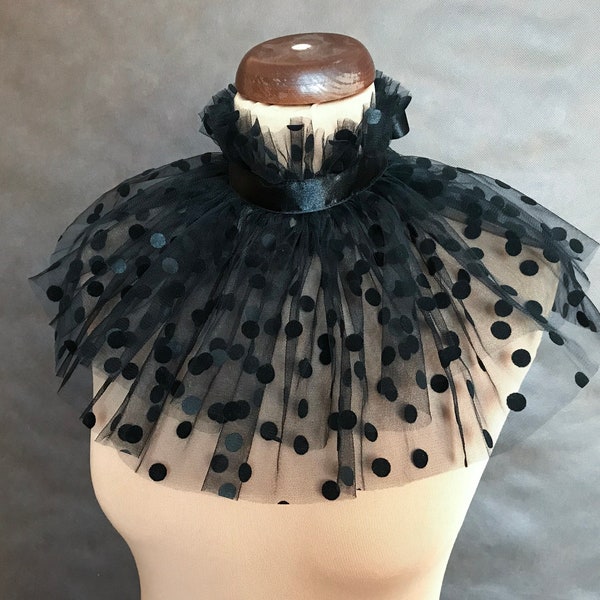 Elegant black tulle Bolero, shrug, cape, gorget, collar GOTHIC vampire costume Glamour,  beautiful adornment, prom, Halloween, vampire witch
