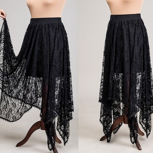 Elegant GOTHIC  long lace SKIRT VAMPIRE Victorian Burlesque Glamour black , carnival, prom, festival, New Year&#39;s Eve, Halloween