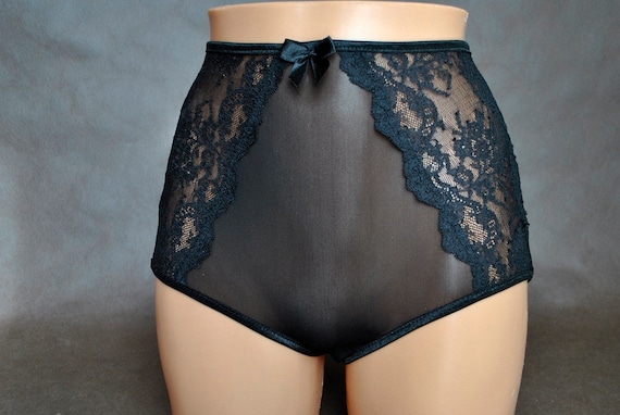 Sexy, Romantic Black High Waist Tulle Panty, Panties, Lingerie, Lace, Hand  Made, All Sizes Available, Elegant Underwear, Pants, High Waist 