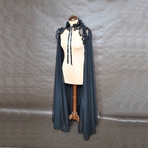 Extra Long Tulle Cape Mist Gothic Victorian Vampire Elegant Burlesque ...