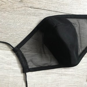 Tulle Reusable and  washable cotton face mask, double-sided breathable profiled mouth mask, goth, alternative, black lace