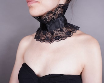 Elegant GOTHIC vampire Glamour CHOKER GORGET black lace  and satin ribbon, prom, Halloween, festivals, goth