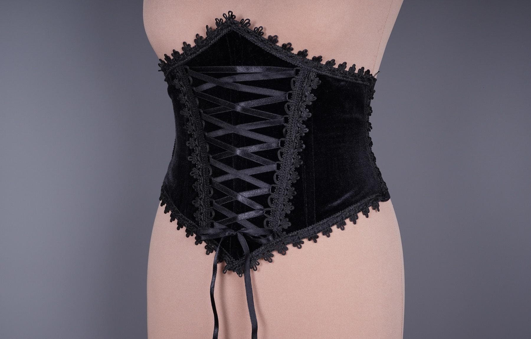 Velvet  corset Belt with corset binding, goth, gothic, Victorian, Edwardian style - Thumbnail 6