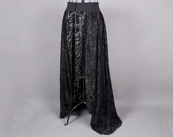 Long lace Tail, belt Mist Gothic Victorian Vampire Elegant Burlesque black, costume, prom, goes to ground, Halloween