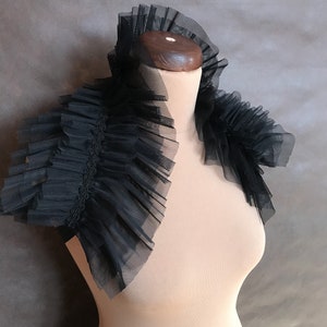 Elegant black tulle bolero, collar, Glamour, beautiful adornment, prom, gothic style, Halloween