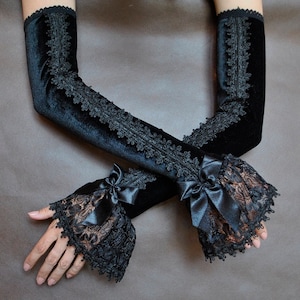 Elegant velvet Evening Gloves GOTHIC VAMPIRE Victorian Burlesque Glamour long, armwarmers,fingerless mittens,prom, black friday, Halloween