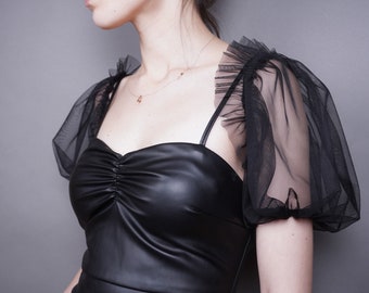Elegante Tüll Cinderella Armstulpen, Glamour Tüll, schwarz, ivory oder weiß, abnehmbar