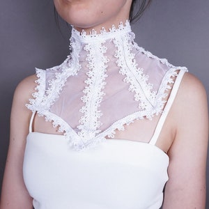 GOTHIC tulle gorget, choker, ruffle, black collar, tied like corset, corset lacing, bridal beautiful adornment, Halloween, witch