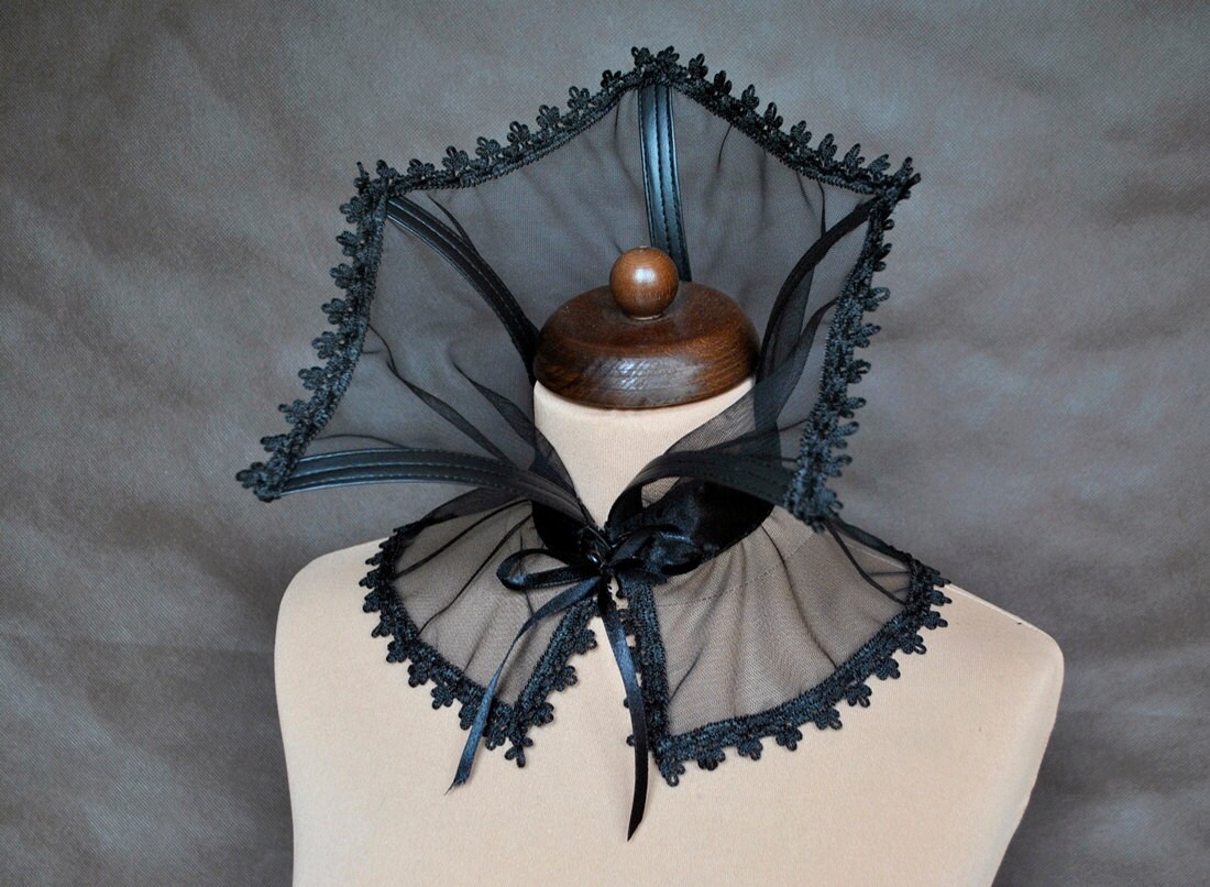 Elegant GOTHIC CHOKER GORGET mist vampire costume Glamour, collar black,  beautiful adornment, Halloween idea, witch, prom, vampire outfit - Thumbnail 4