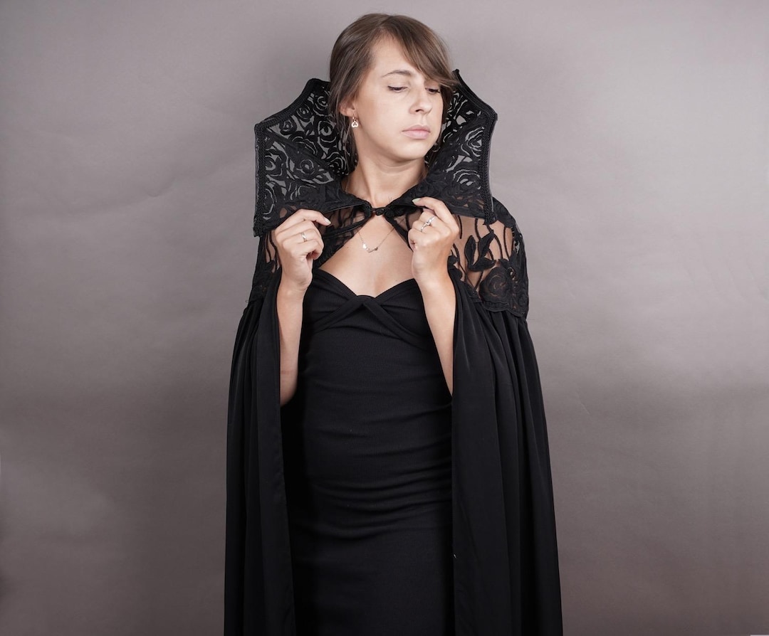 Gothic Veer Hoger Schouders, Veerkraag Veer Cape Sjaal, Halloween Gothic Veer Hoger Schouders, Veerkraag Veer Cape Sjaal, Halloween