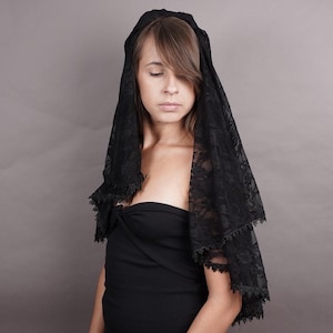 Velo Nero Pizzo Velo Da Cappella In Pizzo Avorio, Per Chiesa