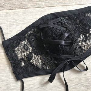 Lace Reusable and  washable cotton face mask, double-sided breathable profiled mouth mask, goth, alternative, black lace