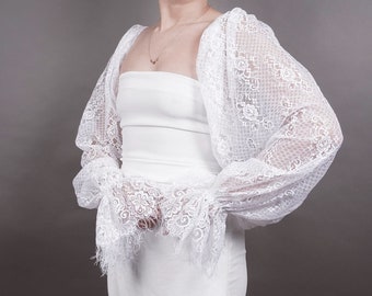 Romantiche maniche da sposa bianco sporco Sbuffi Glamour Juliet, guanti gonfi realizzati in delicato pizzo floreale, matrimonio, sposa, boho