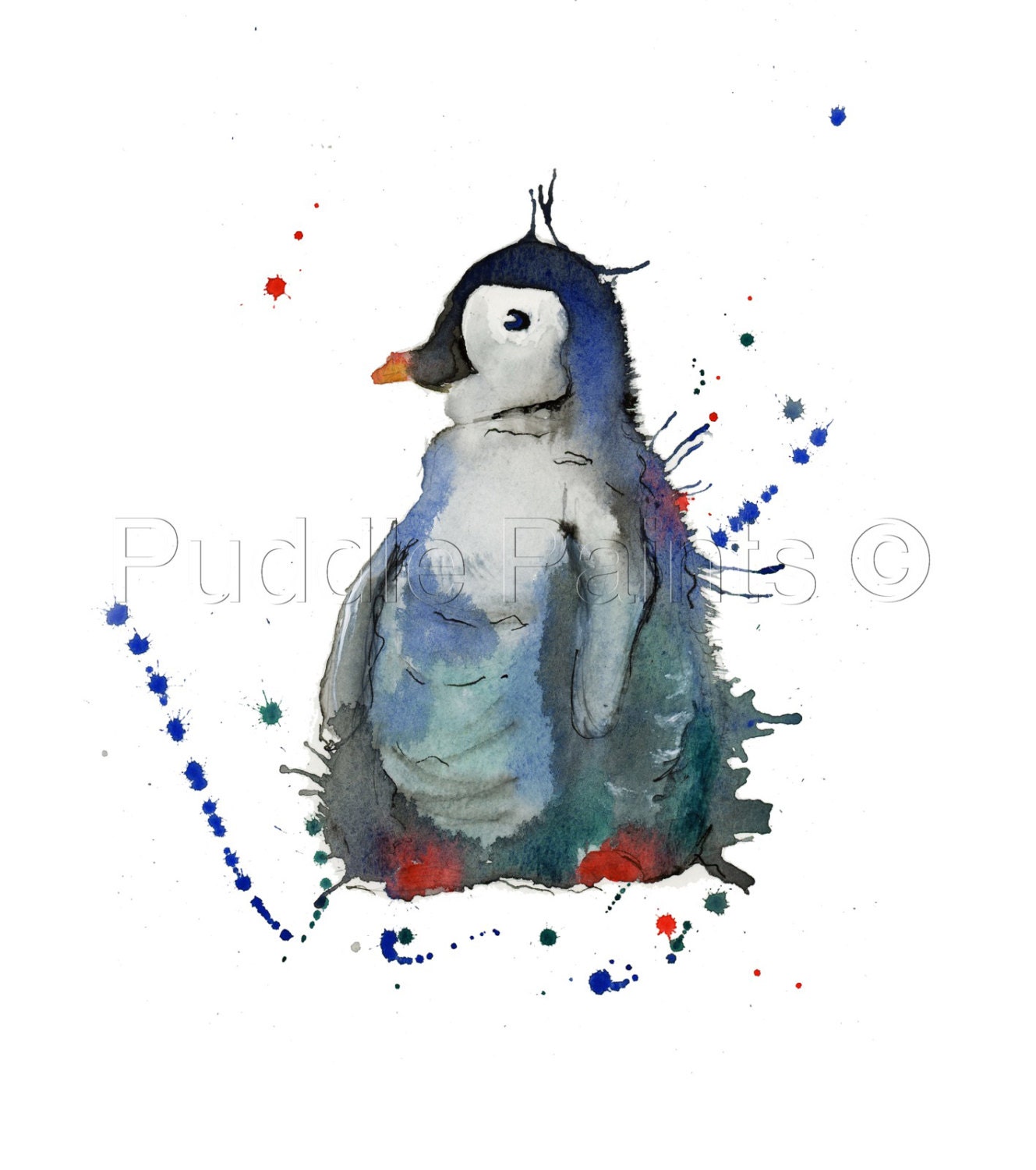 Watercolour Painting Penguin Painting Watercolour Print | Etsy