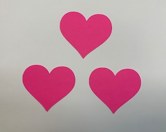 Cardstock Hearts, Hot Pink Heart Die Cut, Paper Heart, Heart Embellishment,
