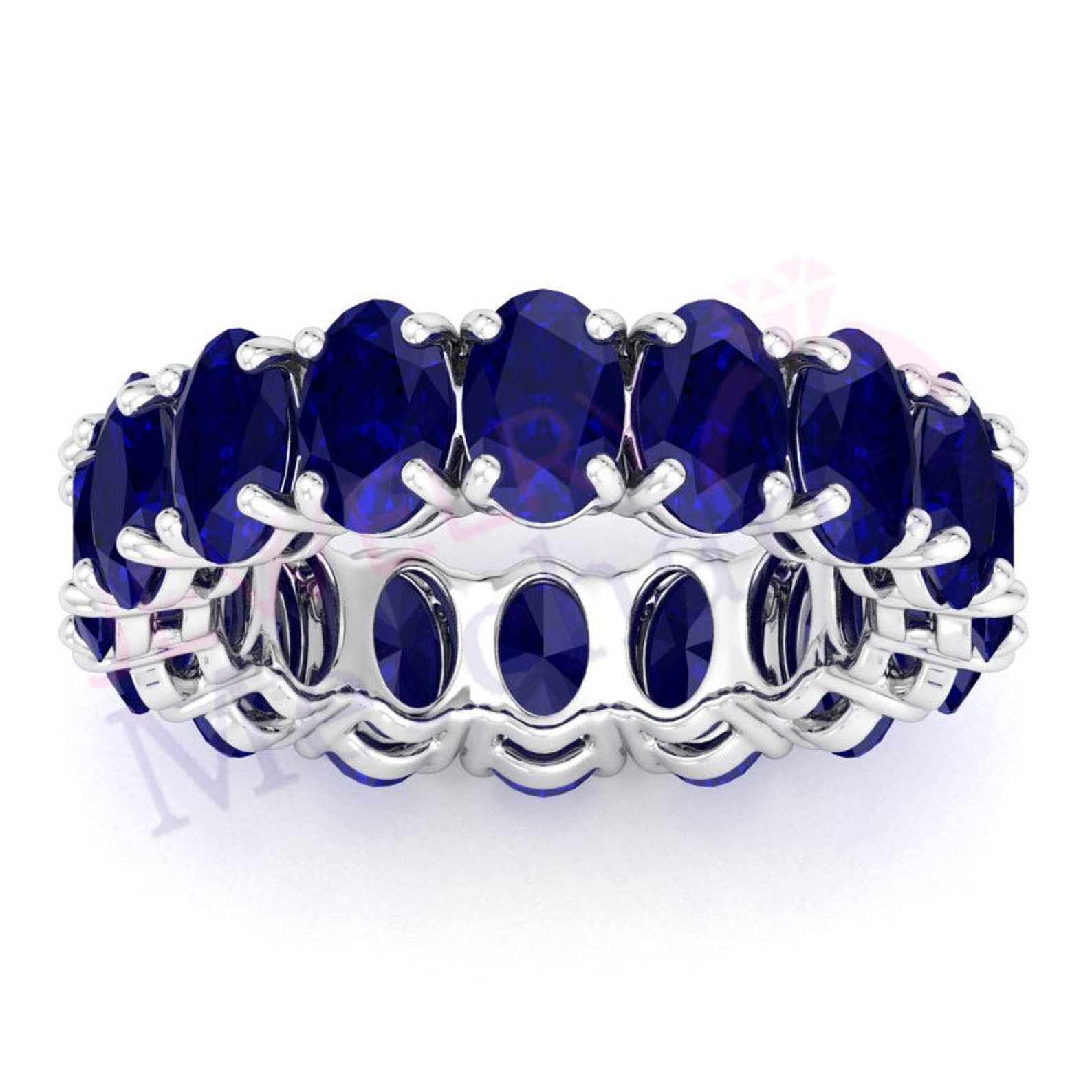 Blue Sapphire Anniversary Ring 4.00 Ct Oval Cut Blue Sapphire Etsy