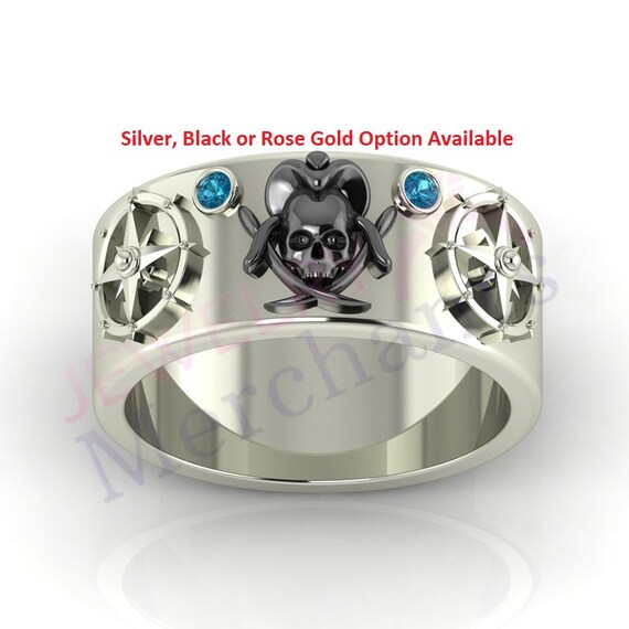 Anillo de compromiso de cráneo de Jack Sparrow redondo Etsy
