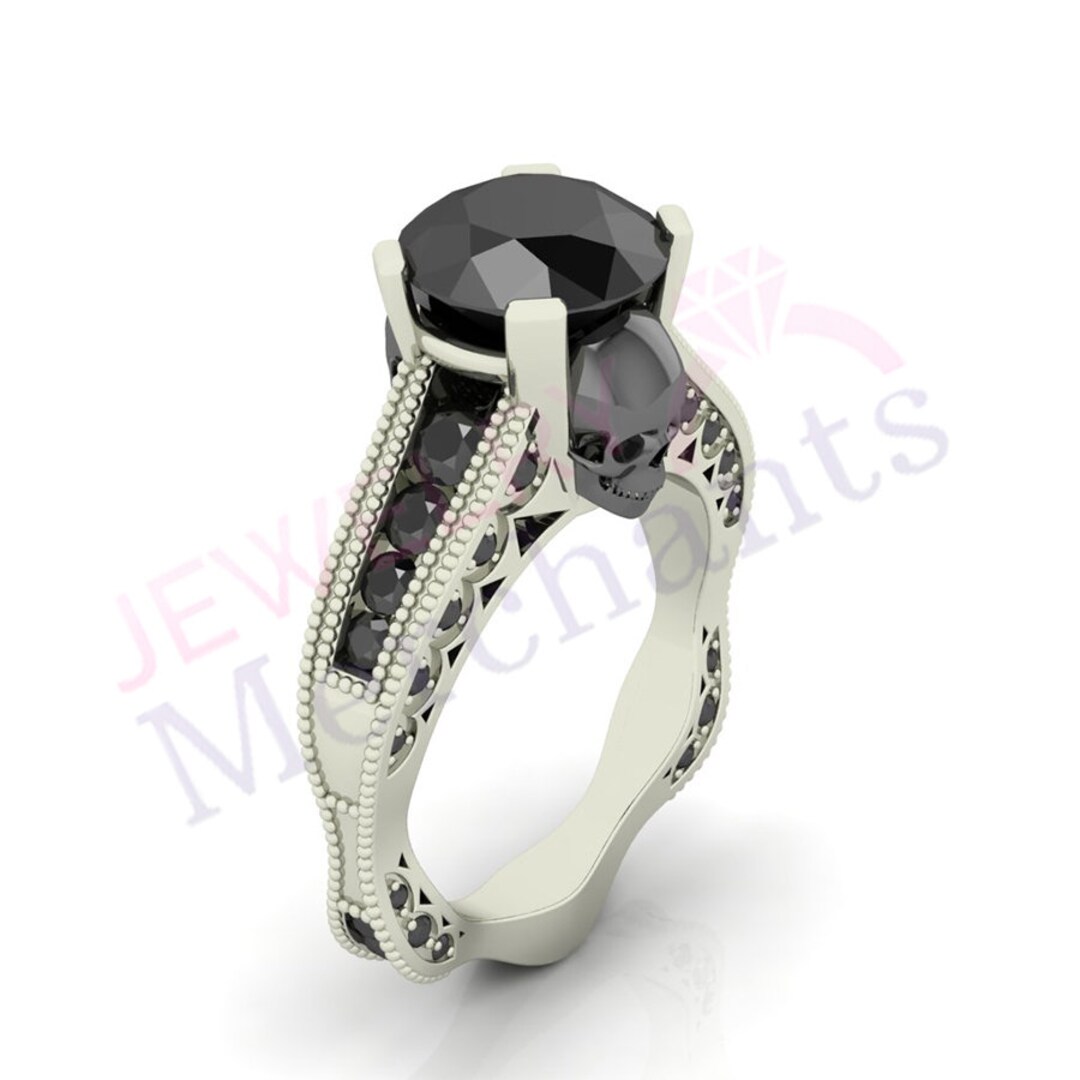 Buy Gothic Engagement Ring 2.85 Ct Lab Created Black Moissanite Online ...