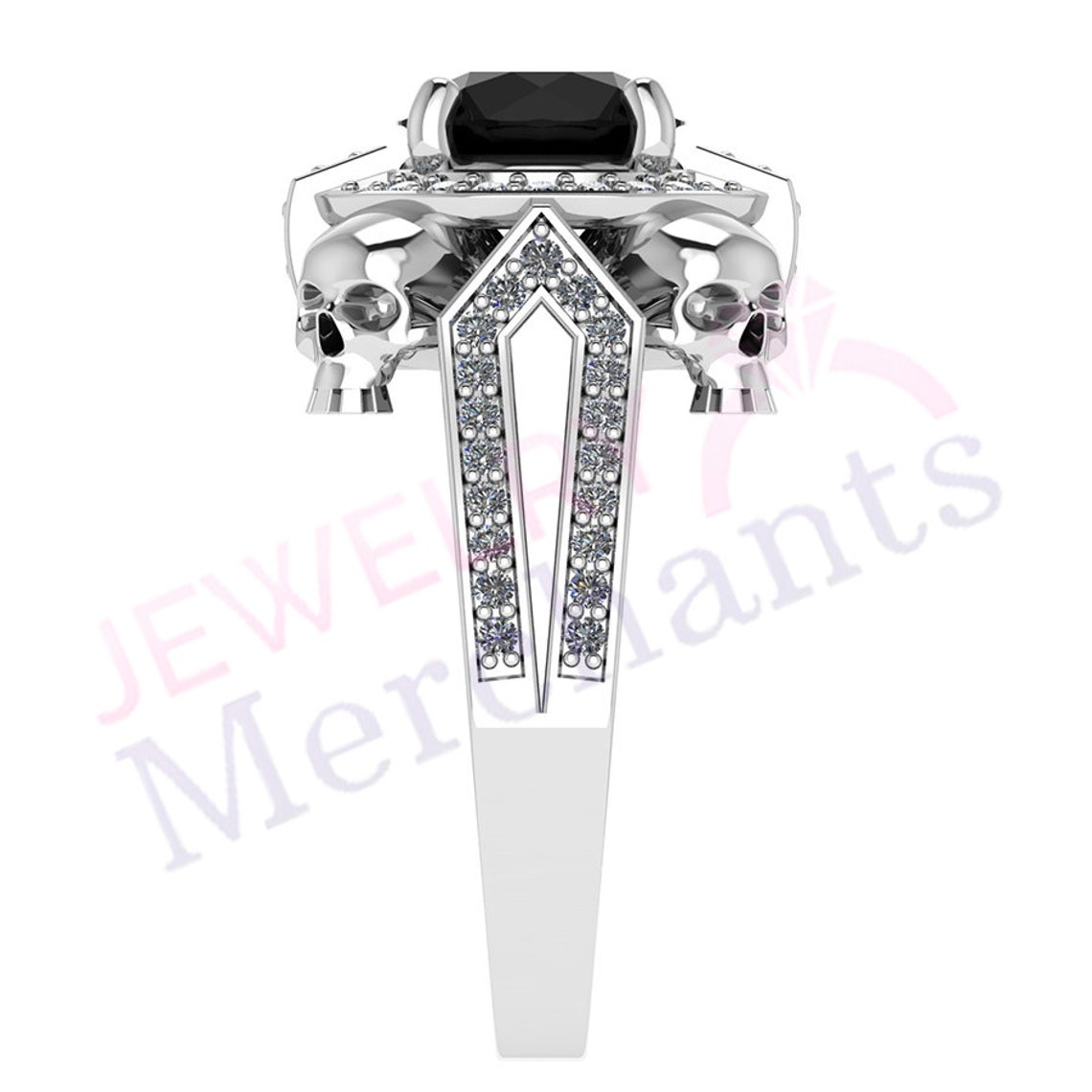 Gothic Wedding Ring 3.00 Ct Round Black Moissanite Solid 925 Etsy India