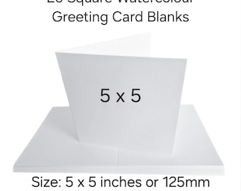 20 x 5" x 5" Watercolour Greeting Card Blanks 300gsm Choose White or Premium White