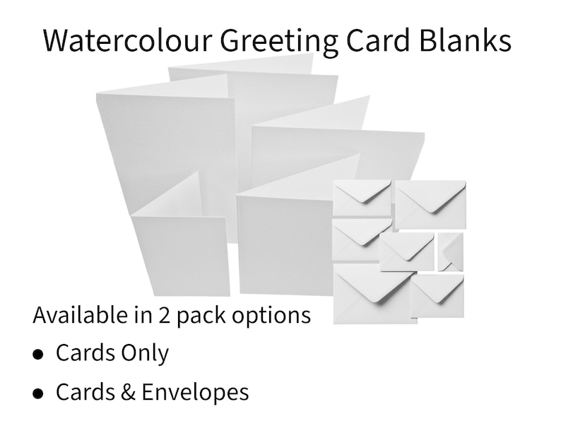 20 x 6" x 6" Watercolour Blank Greeting Cards White 300gsm Choose with or without Envelopes image 3