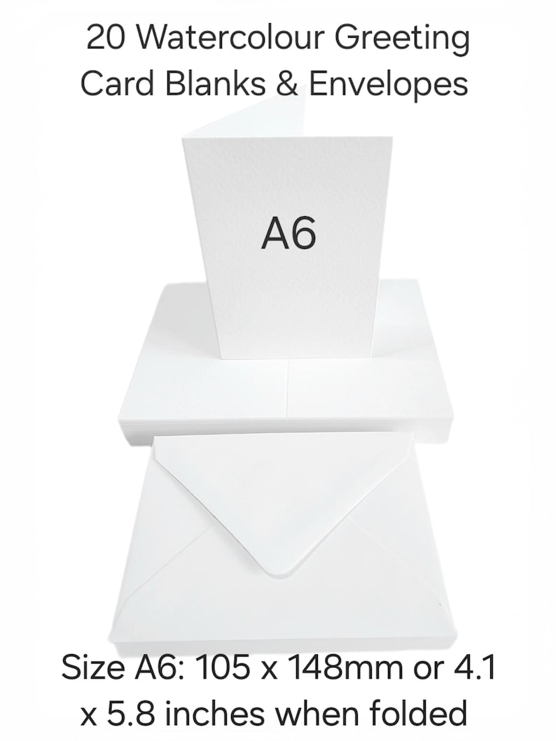 A6 Watercolour Blank Greeting Cards White with White C6 Envelopes Choose 10 Pack Or 20 Pack 20 Pack AM537