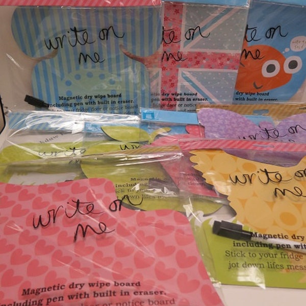 Magnetic Drywipe Notice Memo Board inc Pen with Eraser 4 Designs Available Choose Butterfly, Cupcake, Telephone, or Cow