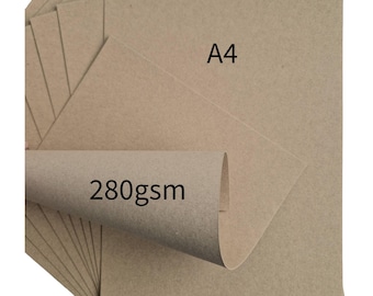 50 x Kraft Recycled A4 280gsm Card (Picture shows front & reverse)